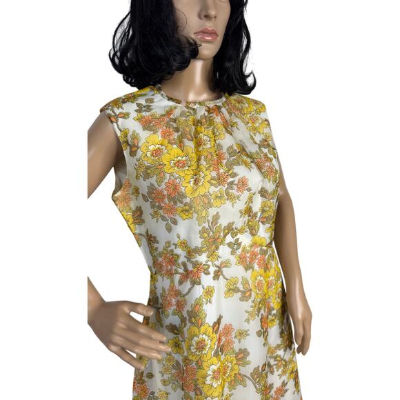 Vintage Unbranded 70’s Yellow Floral Maxi Dress & Matching Coat Set medium - Picture 4 of 17